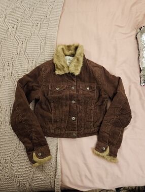 Arizona Jean Company Brown Jacket with Faux Fur Trim